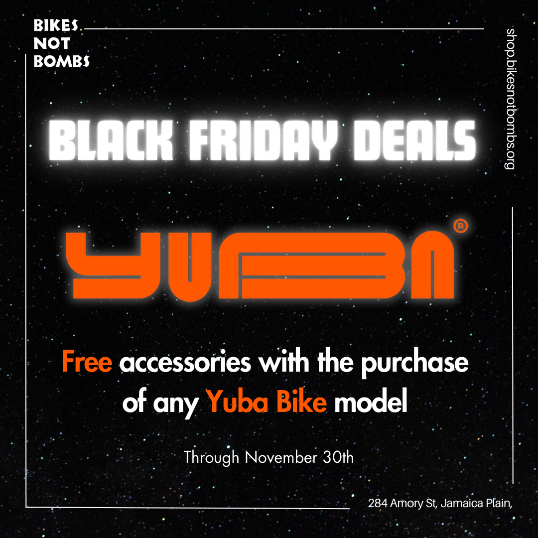 Black Friday Deals - YUBA. Free accessories with the purchase of any Yuba Bike model. Now through November 30th.