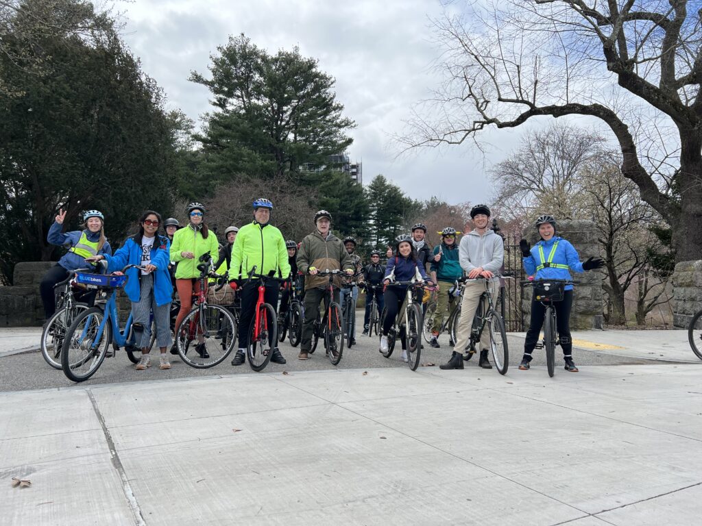 Riders at Arnold Arboretum during our first Unity Ride of the season in April 2024